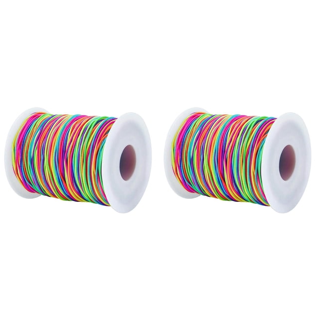YWIYIUD 2PCS Elastic colorful Cord JewelryLine Durable Rainbow Elastic String for JewelryMaking Necklaces Beading DIY projects and Crafts