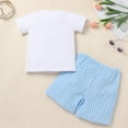 thumbnail image 3 of IDOPIP Toddler Boys Back to School Clothes Set Funny Pattern T Shirt Gingham Shorts Boys Summer Outfits, 3 of 7