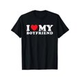 thumbnail image 1 of Fashionable and Fun Prints - I Love My Boyfriend I Heart My Boyfriend BF T-Shirt Lovers Gift Black Casual Crew Neck Cotton Tee Girlfriend Clothes - Men Women unisex 100% Cotton Loose sports T-shirt, 1 of 6