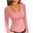 thumbnail image 2 of Yijfswar Long Sleeve Shirts for Women V Neck Knit Fitted Fall Tshirts Going Out Tops Casual Basic Tee Tops, 2 of 5