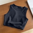 thumbnail image 5 of Fewfanhot Women's Basic Crew Neck Cropped Tank Top, Sleeveless Casual Summer Blouse, Slim Fit Ribbed Cami, Neutral Colors, S-3XL, 5 of 8