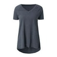 thumbnail image 2 of Tiqkatyck Graphic Tees for Women, Womens Fashion Plu Size Print V Neck Short Sleeve Long T-Shirt Blouse T Shirts for Women Grey L, 2 of 7