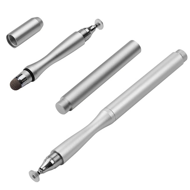 Fine Point 2 in 1 Stylus Pens with Fiber and Disc Universal Capacitive TouchScreens Stylus Pen for Cellphone Tablet Writing Drawing Pack of 2pcs 2Silver