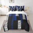 thumbnail image 2 of Castle Fairy Twin 7-Piece Zebra Leopard Print Comforter Set - Black Blue Bedding, 2 of 8