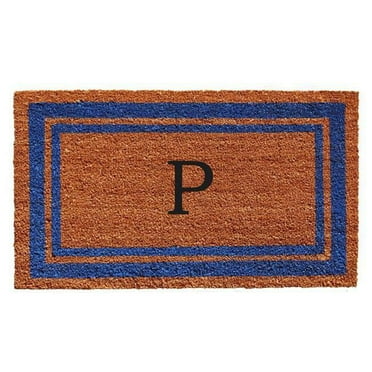 Calloway Mills Blue Border 18" x 30" Monogram Outdoor Doormat (Letter Q)