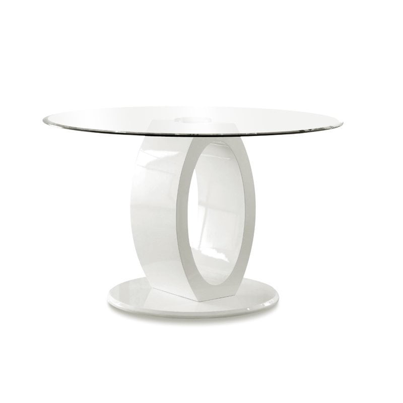 Furniture Of America Hugo Round Tempered Glass Top Dining Table In White Com - White High Gloss Round Dining Table And Chairs Furniture Of America Hugo Round Tempered Glass Top Dining Table In White Com - White High Gloss Round Dining Table And Chairs
