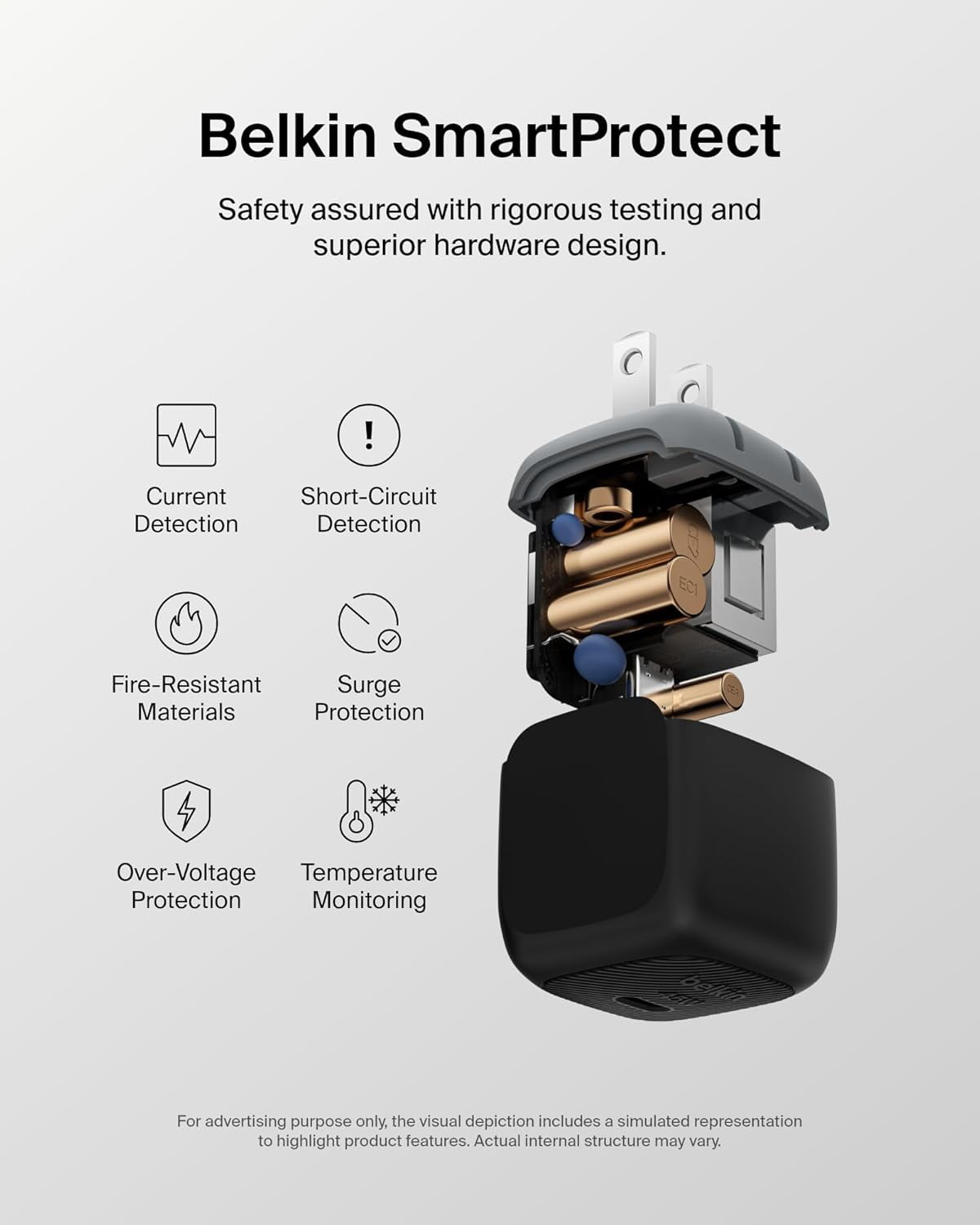 Belkin Silver 45W USB PD Wall Charger With PPS Cell Phones Single Charger USB-C Fast Charging for Apple iPhone 16, 15, 14, 13, Plus, Macbook, 1 Pack