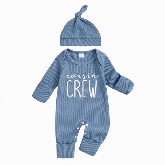Gerichy Newborn Baby Boy Fall Outfit Romper Letter Long Sleeve Jumpsuit Bodysuit Cute Infant Waffle Clothes 0 3 6 9 Months