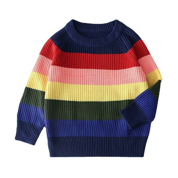 AherBiu Baby Clothes Striped Sweaters Crewneck Knitted Pullover Unisex Boys Girls Long Sleeve Tops
