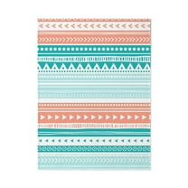CafePress - Coral Teal Tribal Vintage Stripes - Large Plush Fleece Throw Blanket, 80" L x 60" W