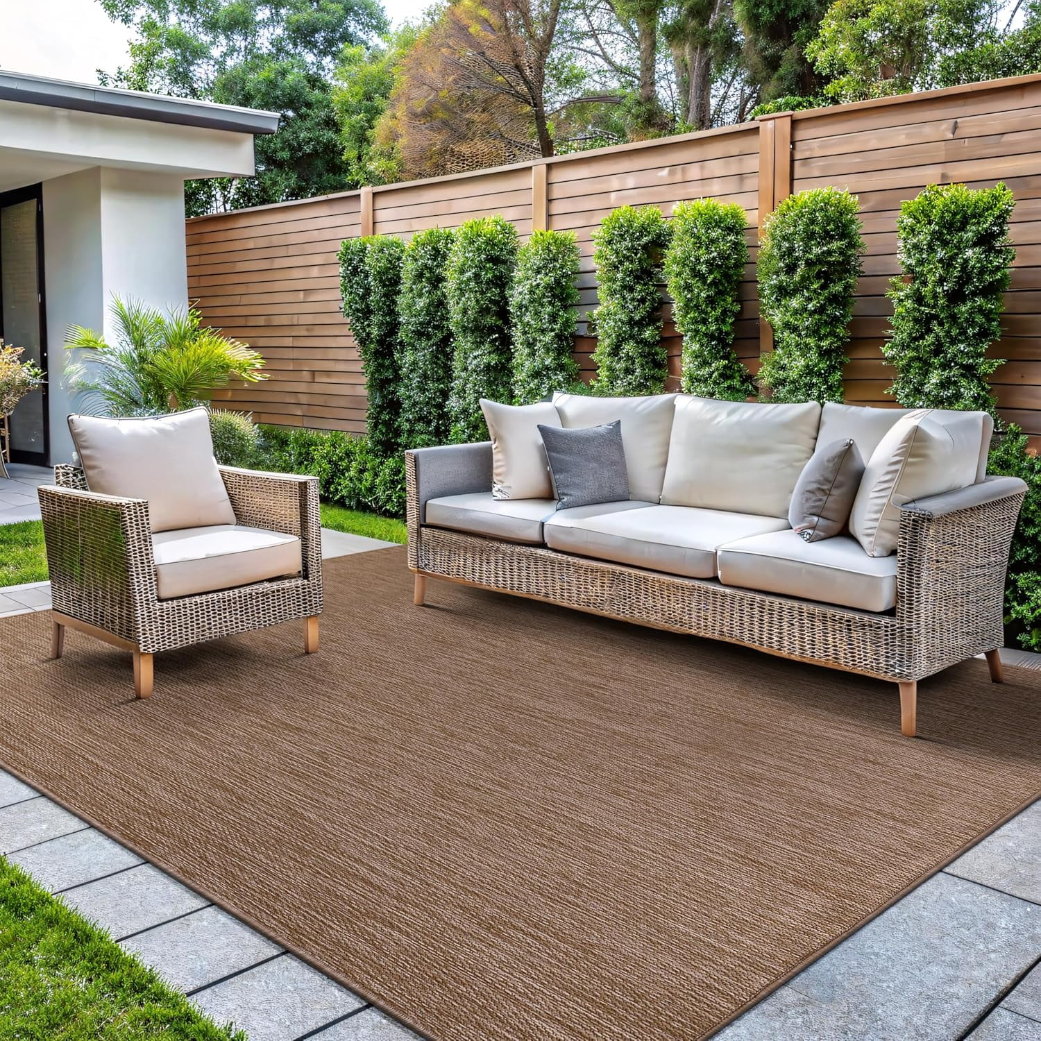CAMILSON Solid Washable Waterproof Outdoor Indoor Area Rug Aqua 10x14