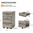 thumbnail image 3 of DLQZ 3-Drawer File Cabinet with Lock, Wood Rolling Filing Cabinets for Home Office, Mobile Printer Stand, Under Desk File Organizer for Letter Sized Files, 26" H(Caster Included),Gray Oak, 3 of 18