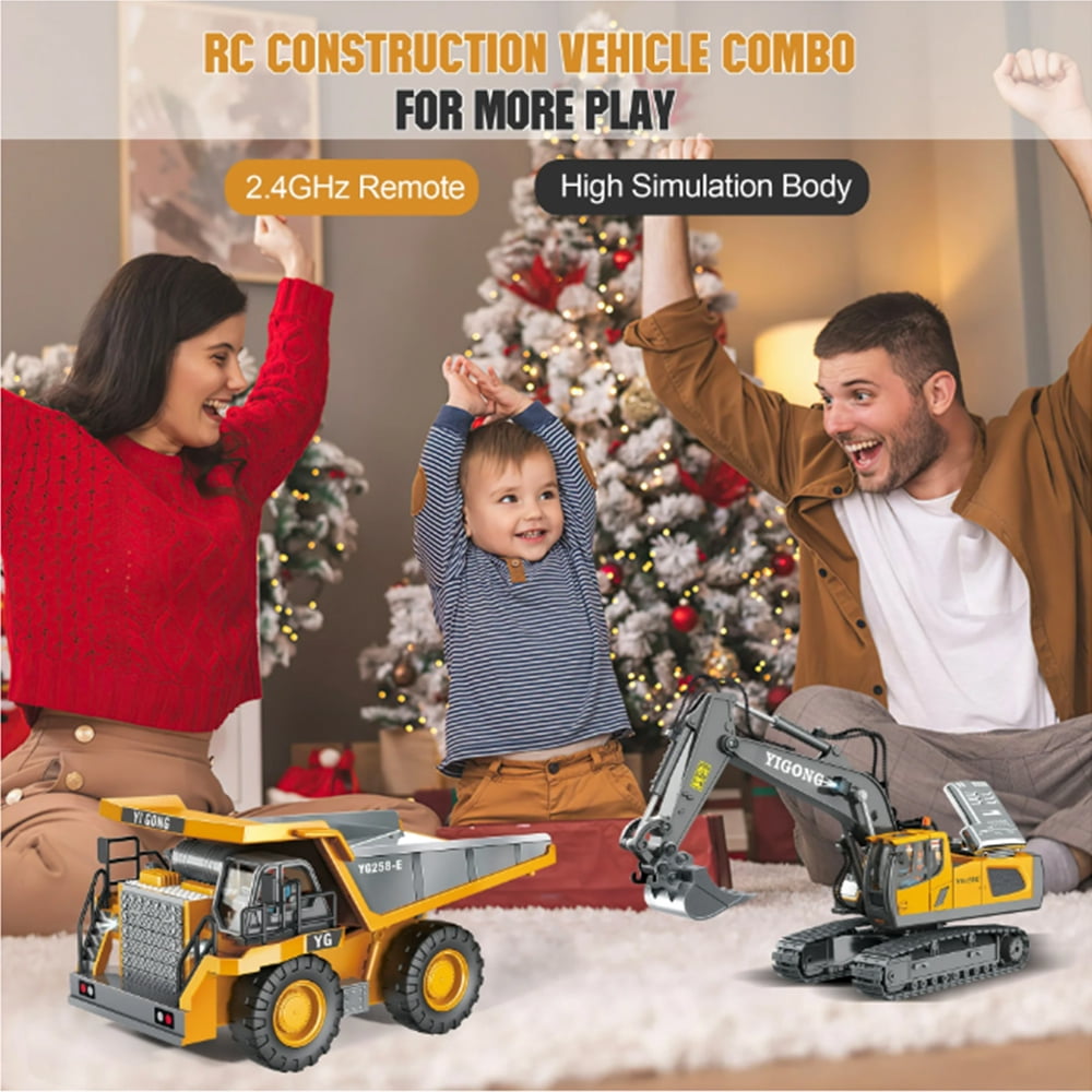 1047 Children 2.4G ，9CH Remote Control Model Car Toys Dump Truck Vehicle Christmas Birthday Gifts，1 Battery