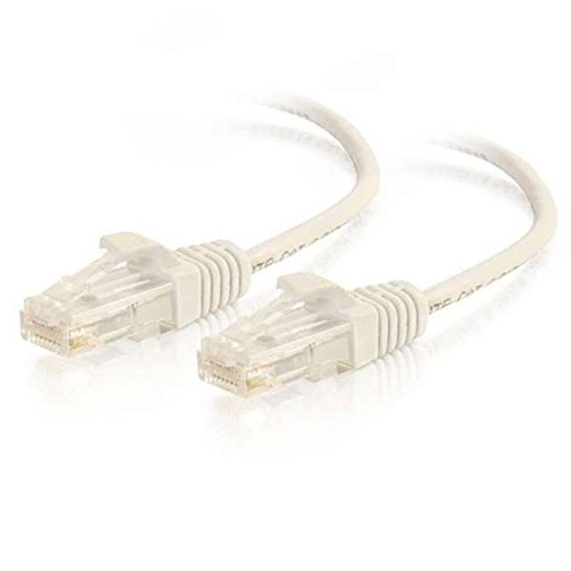 Câble de Patch Réseau Ethernet Mince Sans Accroc Non Blindé Cat6 7 Pi - Blanc