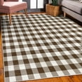 thumbnail image 3 of Plaid Decorative Rug, Lumberjack Fashion Buffalo Checks Pattern Retro Style Grid Composition, Quality Carpet for Bedroom Dorm and Living Room, 6 Sizes, Brown and White, by Ambesonne, 3 of 4