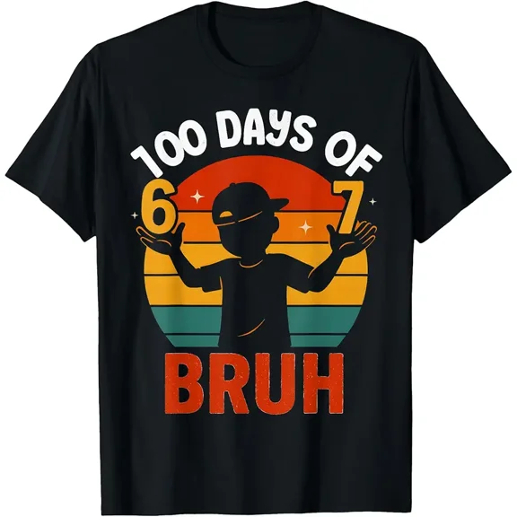 children's wear Funny 67 100th Day of School 6 7 Bruh Boys Kids Six Seven T-Shirt