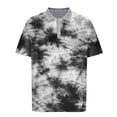 thumbnail image 5 of Blusa y camisa de manga corta con cuello vuelto para hombre, informal, holgada, a la moda, con botones estampados, blusa de manga corta con cuello vuelto para hombre, top de poliéster para hombre, 5 of 5