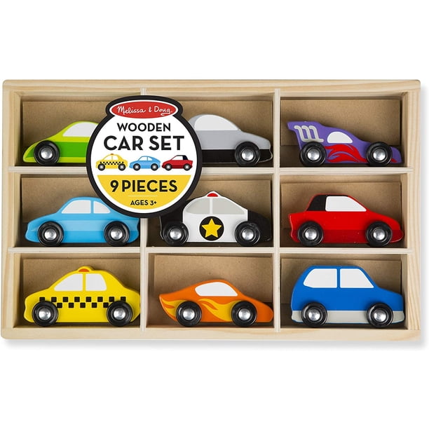 Set de 9 Carritos Melissa & Doug Hecho de Madera Infantil Multicolor Melissa & Doug MD89964