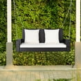thumbnail image 3 of Patiojoy Outdoor Wicker Porch Swing Bench 2-Person Patio Rattan Swing Chair W/ Soft Cushions White, 3 of 8