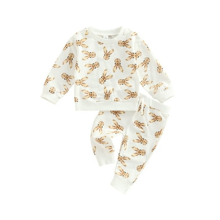 

sdghg Toddler’s 2Pcs Clothes Set Cartoon Animals Printed Long Sleeve Tops and Tie-up Long Pants