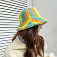 thumbnail image 2 of Bucket Hat Plush Adjustable Colorful Furry Fisherman Cap Bucket Cap for Women, 2 of 10