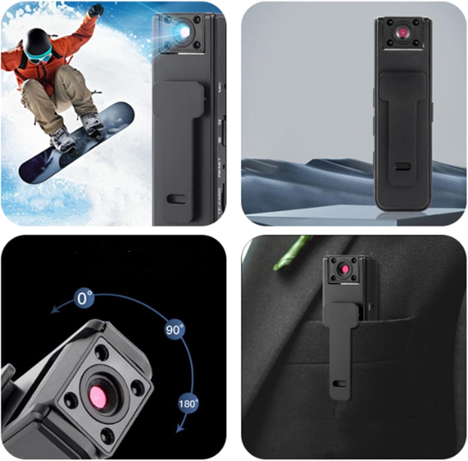 1080P 2-in-1 Sports Video & Audio Recorder, Portable Clip-On Wearable Camera with Night Vision, Mini Body Camera for Outdoor Sports, Cycling
