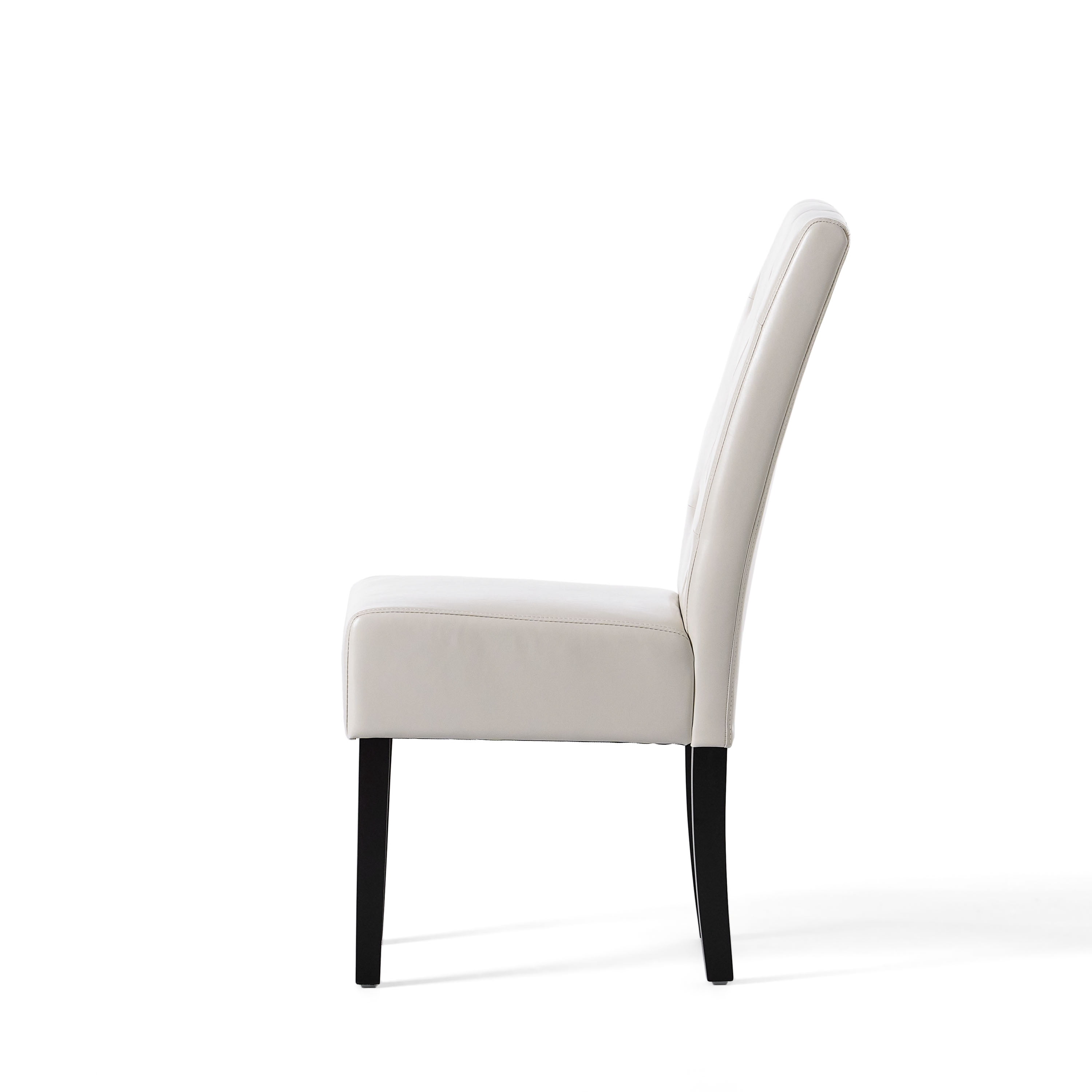 Noble House Wilson Contemporary Bonded Leather Dining Chair, Set of 2, Ivory