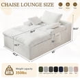 thumbnail image 4 of 65" Oversized Indoor Chaise Lounge Chair, Boneless Double Layer Side Pocket Chaise with 3 Pillows, Cloud Corduroy Sofa Bed, No Assembly Required, White, 4 of 8