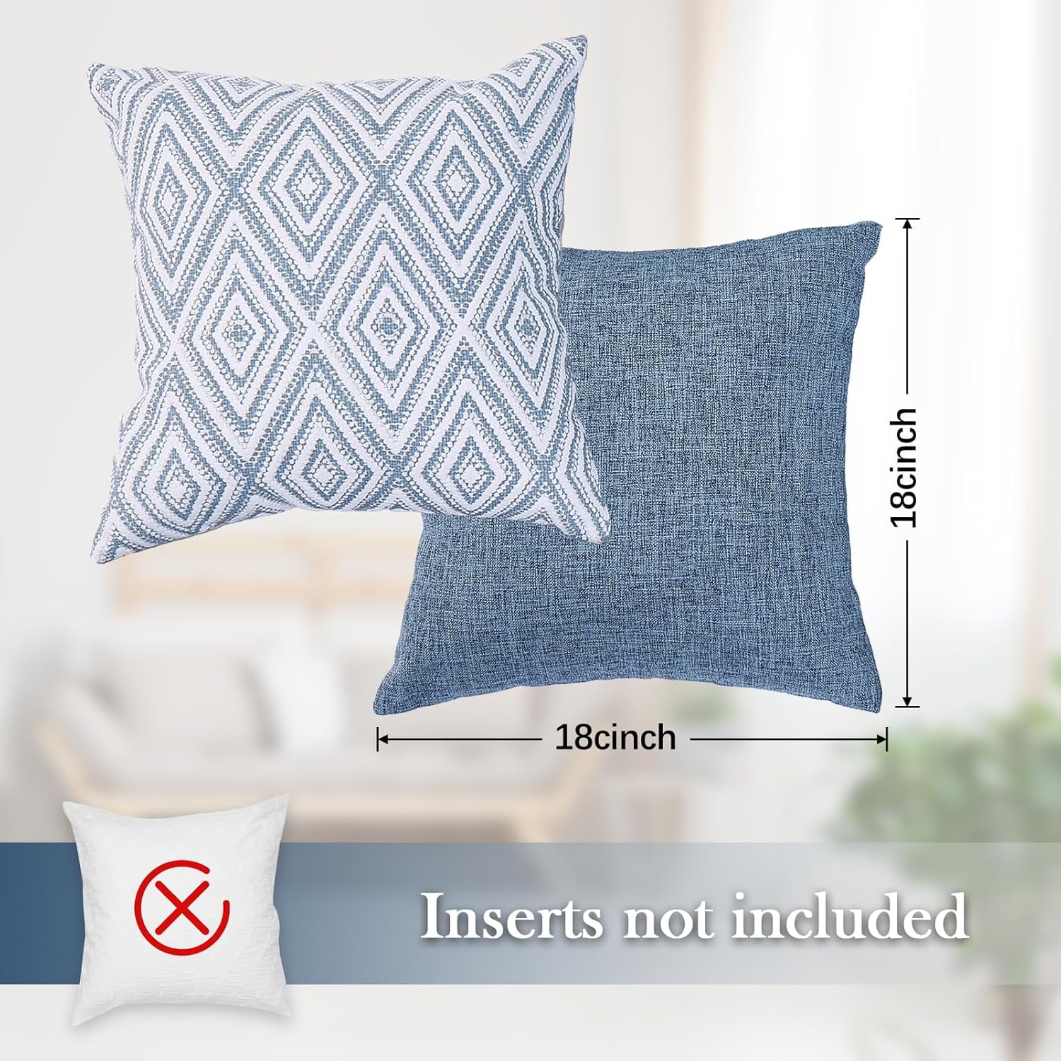 Wehilion Decorative Throw Pillow Covers Set of 2/4 Couch Pillows Linen Cushion Cover for Couch Sofa Living Room, 18"x18" inch