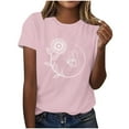 thumbnail image 1 of Tops de Ajuste Suelto para las Mujeres Sudadera Casual Impresa Manga Corta Cuello Redondo Superior, Poliéster, 1 of 4