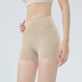 thumbnail image 2 of High Waisted Biker Leggings for Women Shorts Seamless Stretchy Quick Dry Gym Yoga Workout Athletic Shorts (L, Khaki), 2 of 6