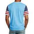 thumbnail image 5 of Zimjoy USA 250 Anniversary Shirts for Men USA Flag Spliced Short Sleeve Fourth of July Shirts Crew Neck Patriotic Independence Day T Shirt, Light Blue S, 5 of 5