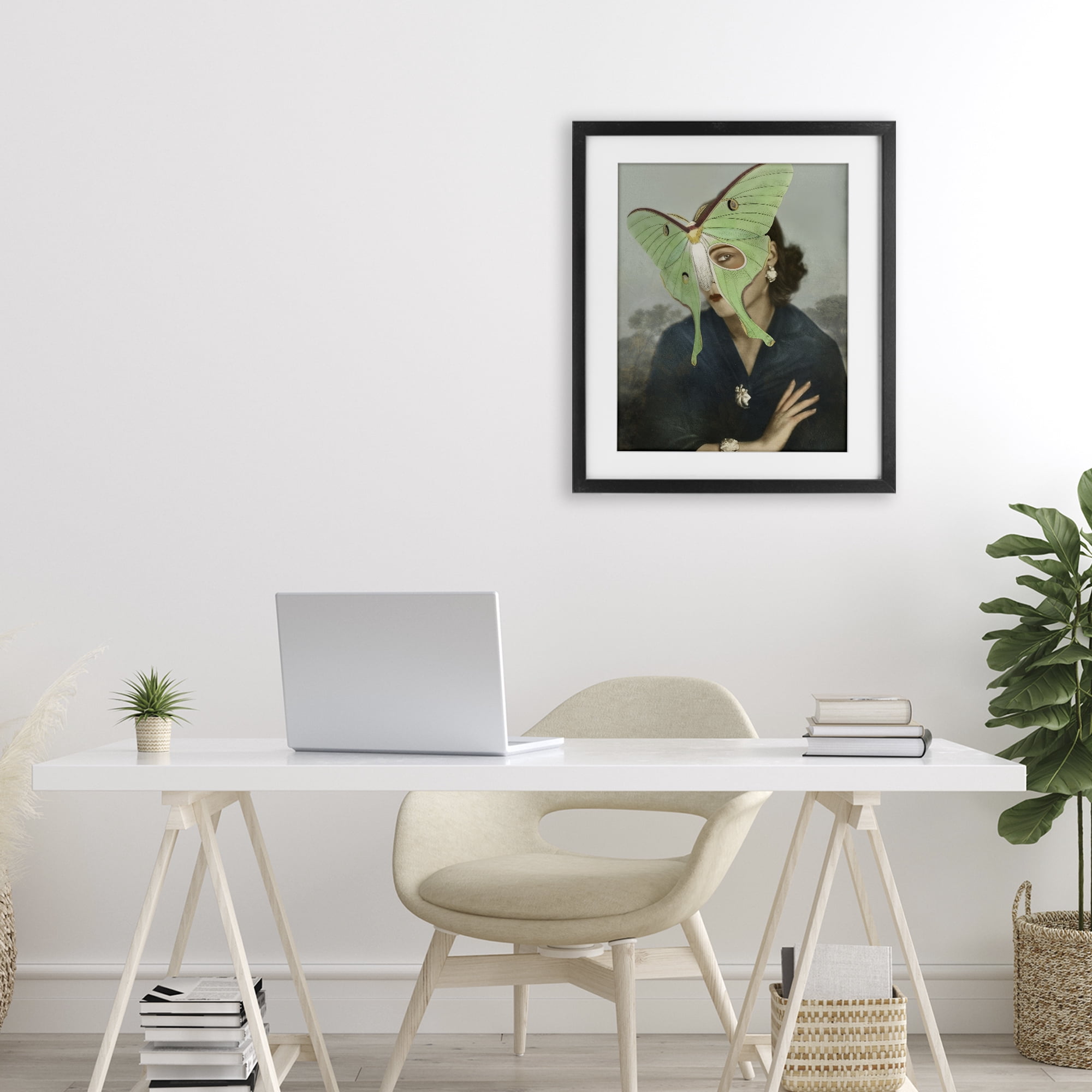 Stupell Industries Naturalist Portrait with Moth Black Framed Print Under Glass, design by Victoria Barnes