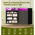thumbnail image 3 of 4 Drawer wooden Dressers for Bedroom with LED Lights & Charging Station, Modern Nightstand for Bedside, Wood Chest of Drawers with App Control, Large Storage Cabinet for Bedroom, Living Room, Closet, 3 of 9