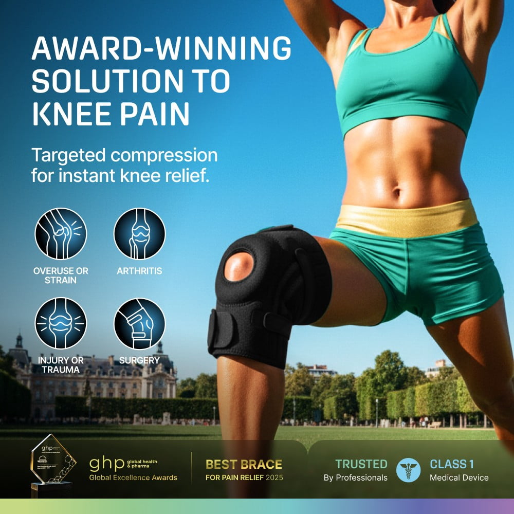 MODVEL Donut Knee Brace With Strap  Black (Medium)