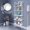 thumbnail image 4 of 5 Tier Wall Mounted Ladder Shelf, Ladder Bookshelf with Metal Frame and Wood Shelf, Modern Learning Bookcase for Living Room, Bedroom, Office (24"W x 12"D x 71"H, White), 4 of 9