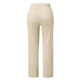 thumbnail image 4 of Linen Pants Women Summer,Petite Wide Leg Cotton Linen Pants with Pockets Comfy Casual Loose Lounge Trousers Beige S, 4 of 5