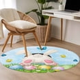 thumbnail image 4 of Round Rug 4Ft Washable Non-Slip, Easter Circle Area Rugs for Living Room Bedroom, Spring Colorful Easter Eggs Bunny Butterfly Blue Indoor Floor Mats Carpet Runner for Home Decor Aesthetic, 4 of 8