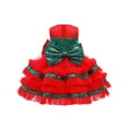 thumbnail image 4 of Seyurigaoka Kids Girl Christmas Sequin Princess Dress, O-neck Ruffle Hem Tulle Dress, 4 of 5