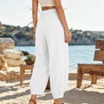 thumbnail image 4 of Womens Wide Leg Pants Drawstring Loose Baggy High Waisted Barrel Pants Summer Lounge Trousers with Pockets, 4 of 5