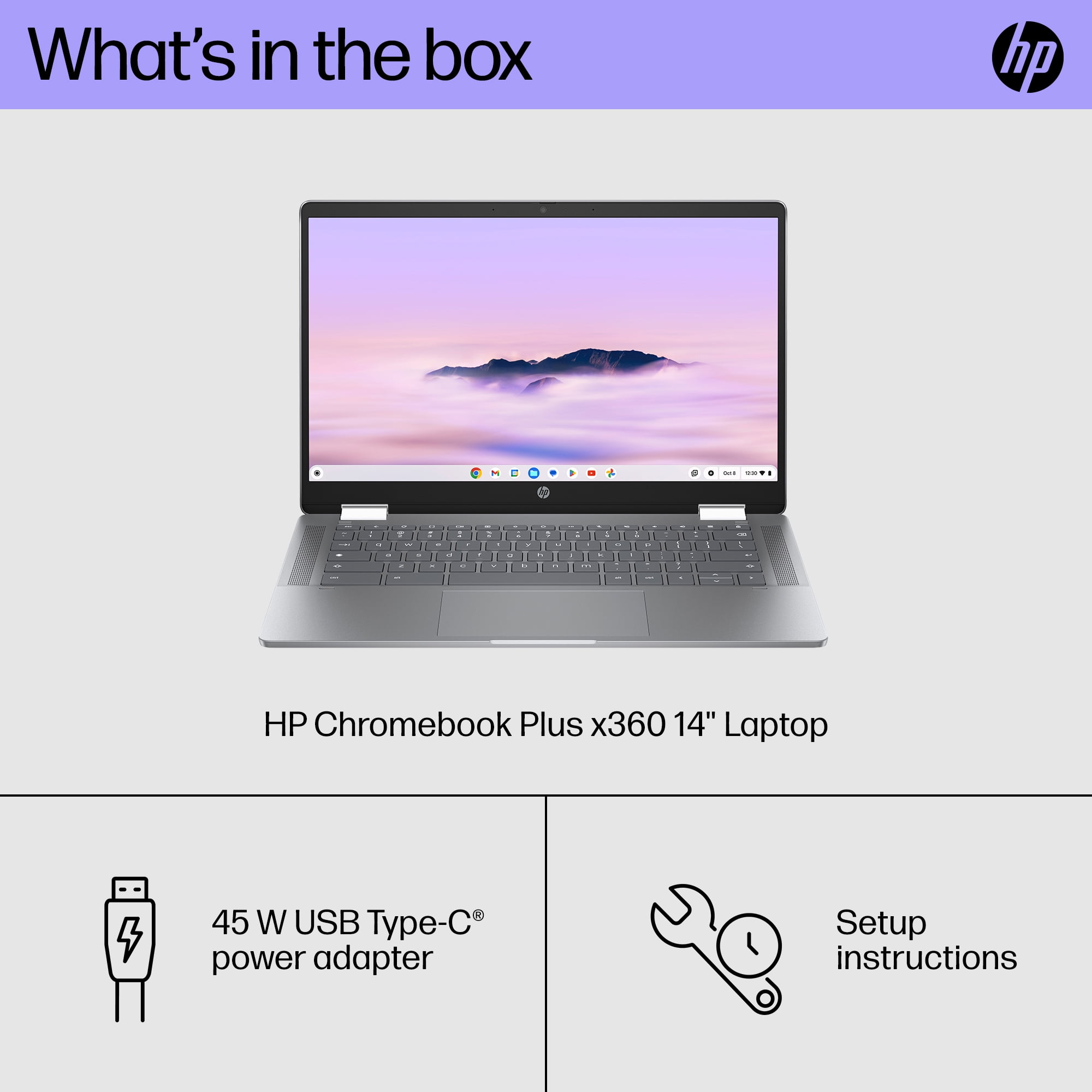 HP 14 inch x360 FHD Touch Chromebook Plus Laptop with Google AI