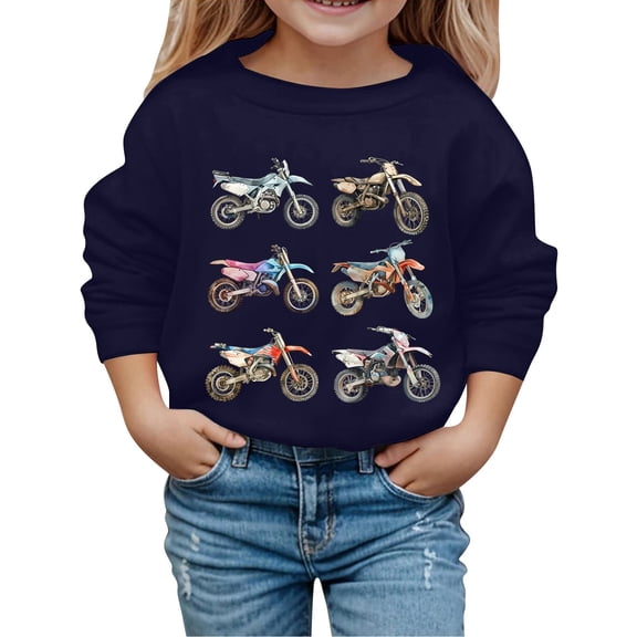 Wxolcjlv Toddler Girls Printed Crewneck Pullover Sweatshirt Soft Long Sleeve Daily Wear Top, Sizes 2-10