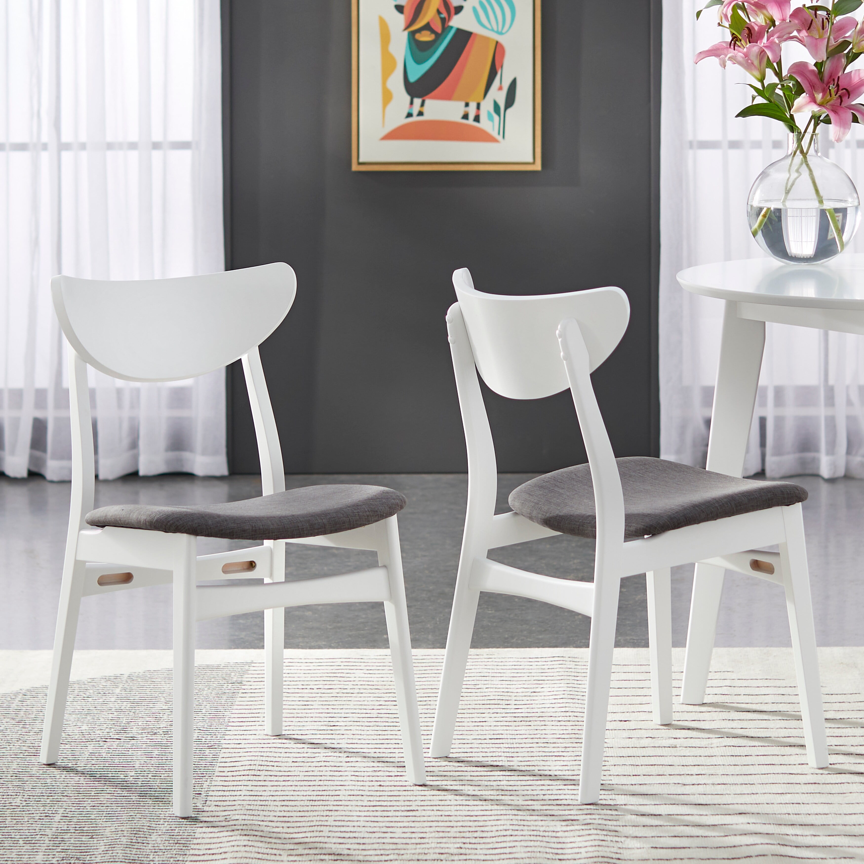 TMS Dafina Indoor Dining Chair, Set of 2, Walnut/Dark Gray