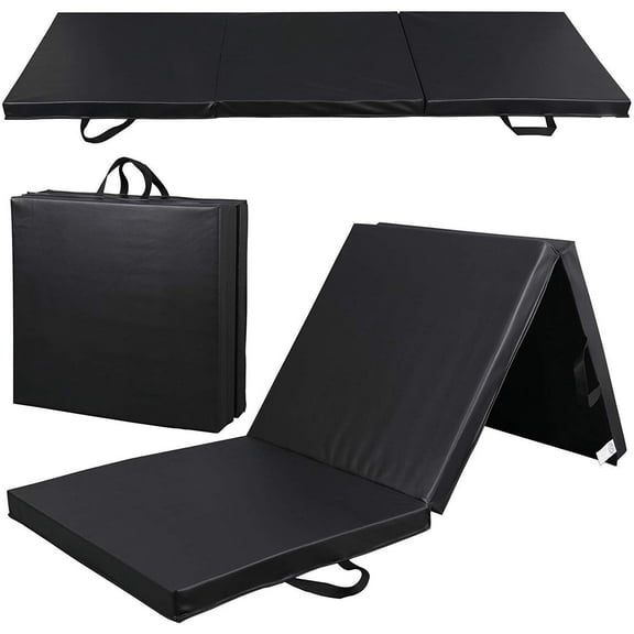 HomGarden 6’ Folding Tri-Fold Exercise Mat, Gymnastics Mat Gym Aerobics Tumbling Mats w/Carrying Handles for Stretching Yoga MMA Acrobatism Core Workouts