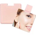 thumbnail image 1 of Pequeño espejo ultrafino - rosa, fabricado en acero inoxidable irrompible, con funda de piel sintética, fácil de transportar. Se puede utilizar como espejo de maquillaje, espejo de bolsillo, espejo po, 1 of 5