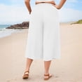 thumbnail image 4 of Trikvn Wide Leg Capri Pants For Women Plus Size High Waisted Drawstring Casual Cropped Trousers With Pockets Crinkle Flowy Summer Beach Culottes, 4 of 6