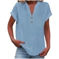 thumbnail image 6 of Womens Summer Tops Short Sleeve Shirts V Neck Tshirts Loose Casual Tunic Blouses Criss Cross Tees, 6 of 7