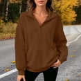 thumbnail image 6 of Lumtrix Womens Oversized Sweatshirts V Neck Henley Turtle Neck Long Sleeve Button Fleece Pullover, Casual Teen Girls Y2K , Fall Winter Fashion Coffee M, 6 of 7