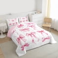 thumbnail image 4 of Homewish Cartoon Bowtie Bowknot Bedding Comforter Set,Cute Ribbon Bow Twin Comforter Sets,Girls Pink White Bedding Set For Girl Teens,Luxury Bedroom Decor Reversible,2 Pieces, 4 of 9
