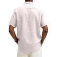 thumbnail image 4 of Dwelliawo Linen Shirt Men Lightweight Business Dress Shirt Short Sleeve Button Down Shirts Fall Cotton Linen Classic Fit Outfits with Chest Pocket White L, 4 of 4